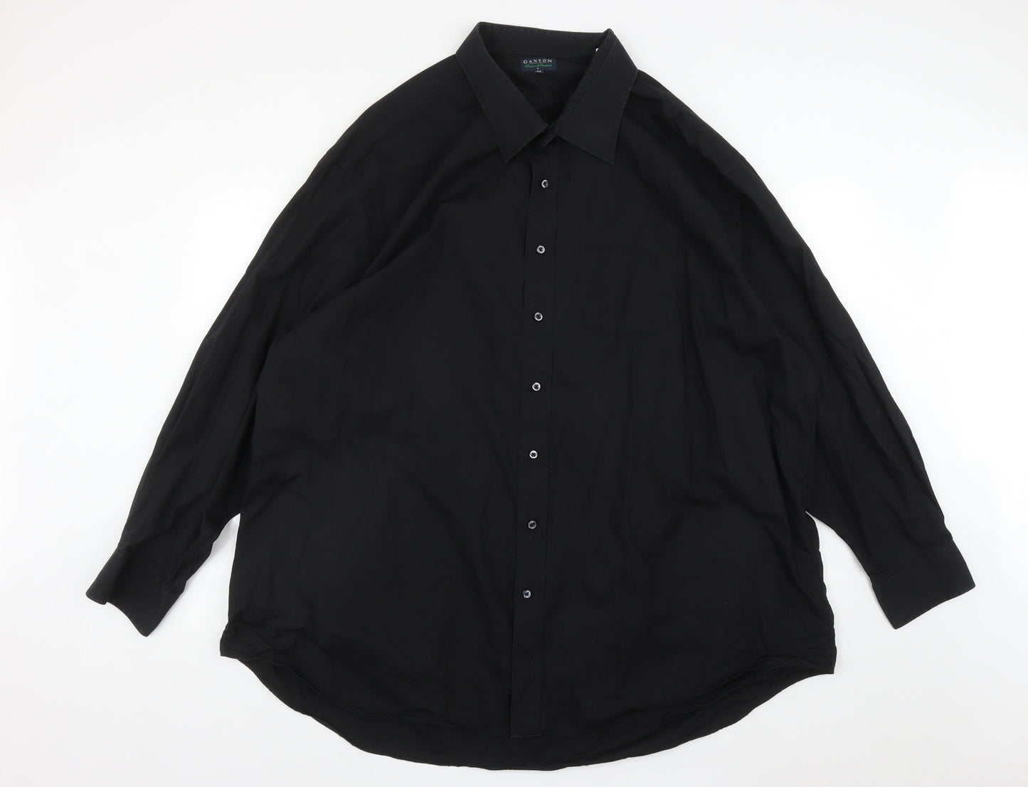 Ganton Mens Black  Cotton  Button-Up Size 2XL Collared Button