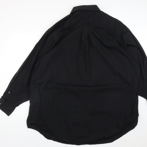 Ganton Mens Black  Cotton  Button-Up Size 2XL Collared Button