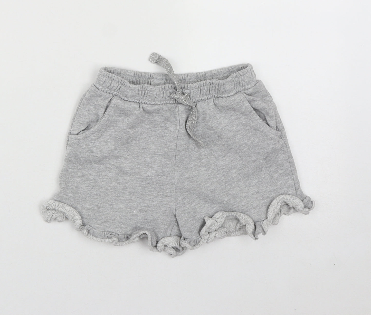 Matalan Girls Grey  Cotton Sweat Shorts Size 7 Years  Regular Drawstring