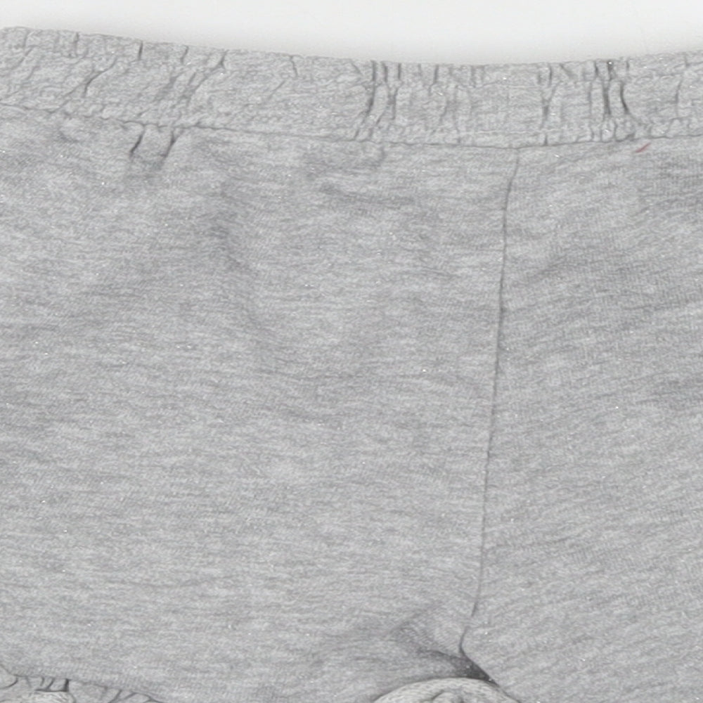 Matalan Girls Grey  Cotton Sweat Shorts Size 7 Years  Regular Drawstring