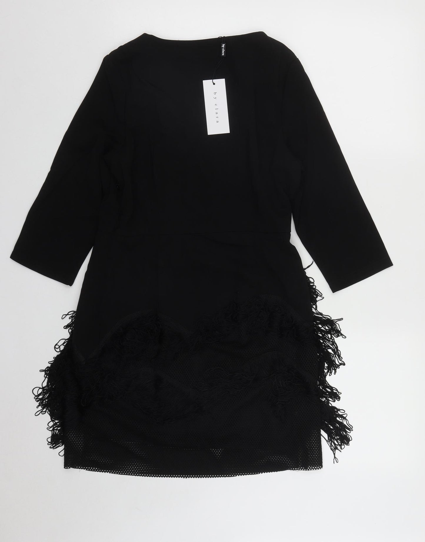 BY CLARA Womens Black  Polyester A-Line  Size M  Round Neck Zip