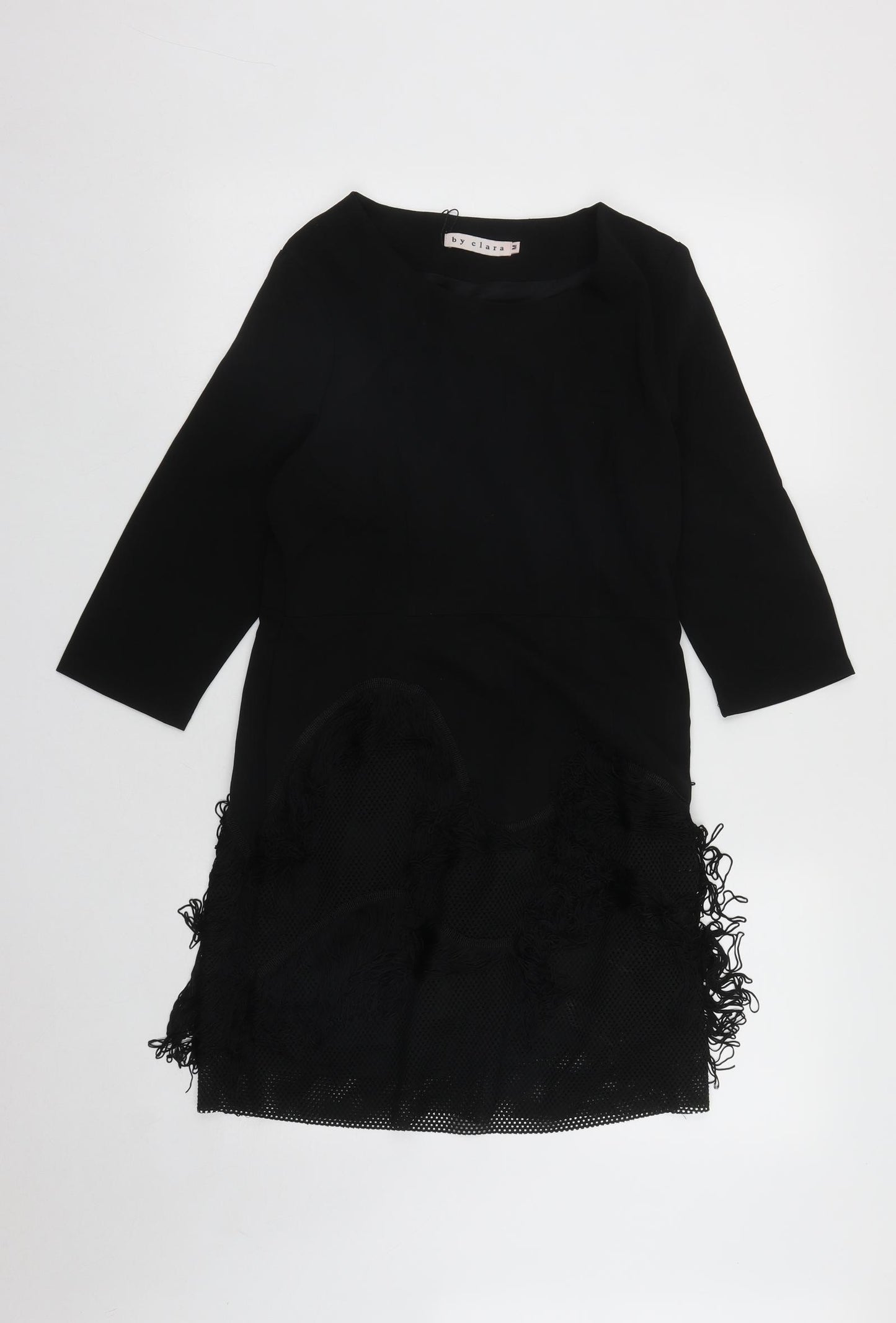 BY CLARA Womens Black  Polyester A-Line  Size M  Round Neck Zip