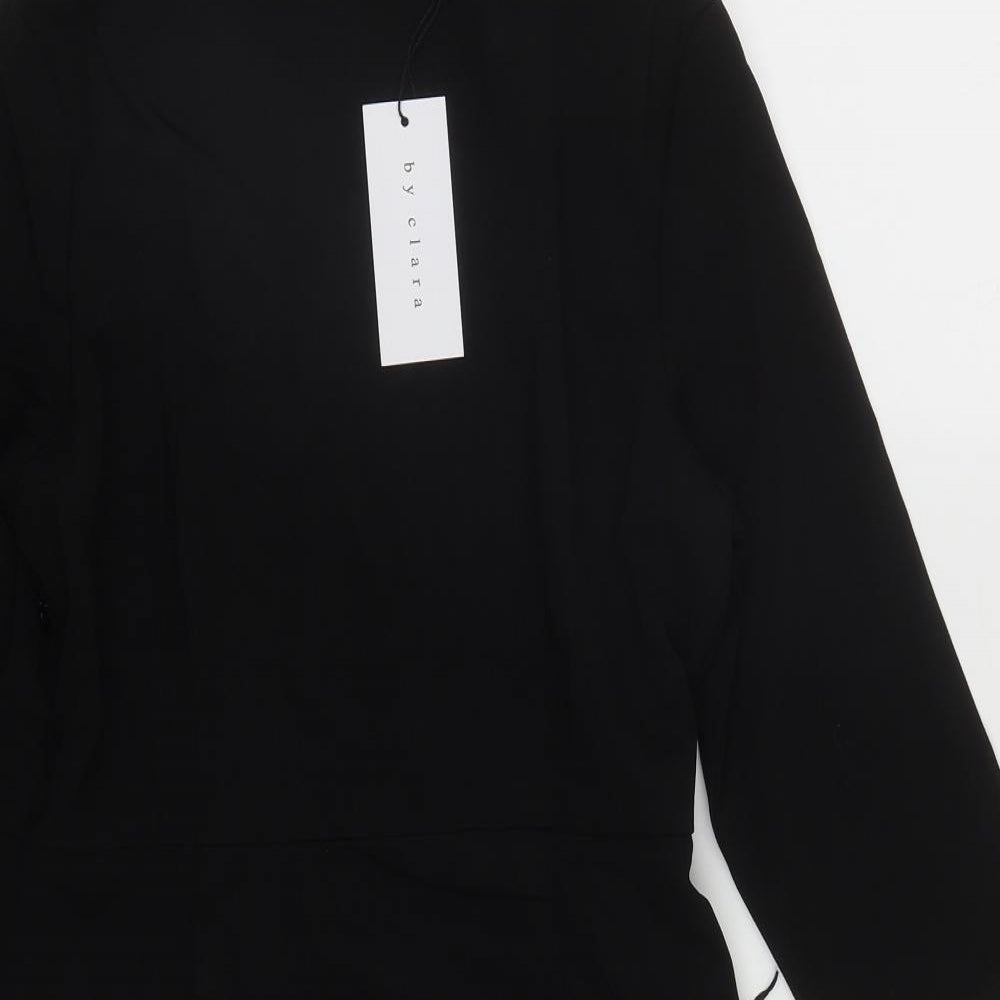 BY CLARA Womens Black  Polyester A-Line  Size M  Round Neck Zip