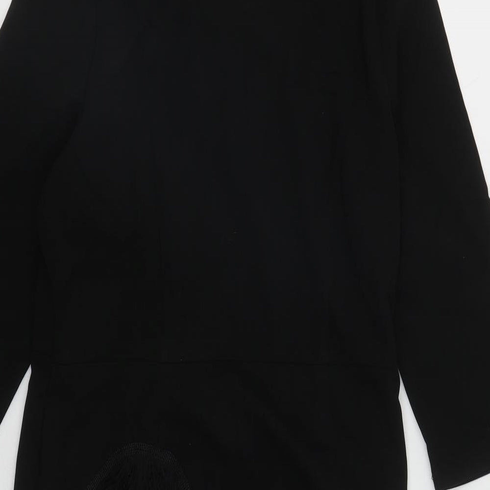 BY CLARA Womens Black  Polyester A-Line  Size M  Round Neck Zip
