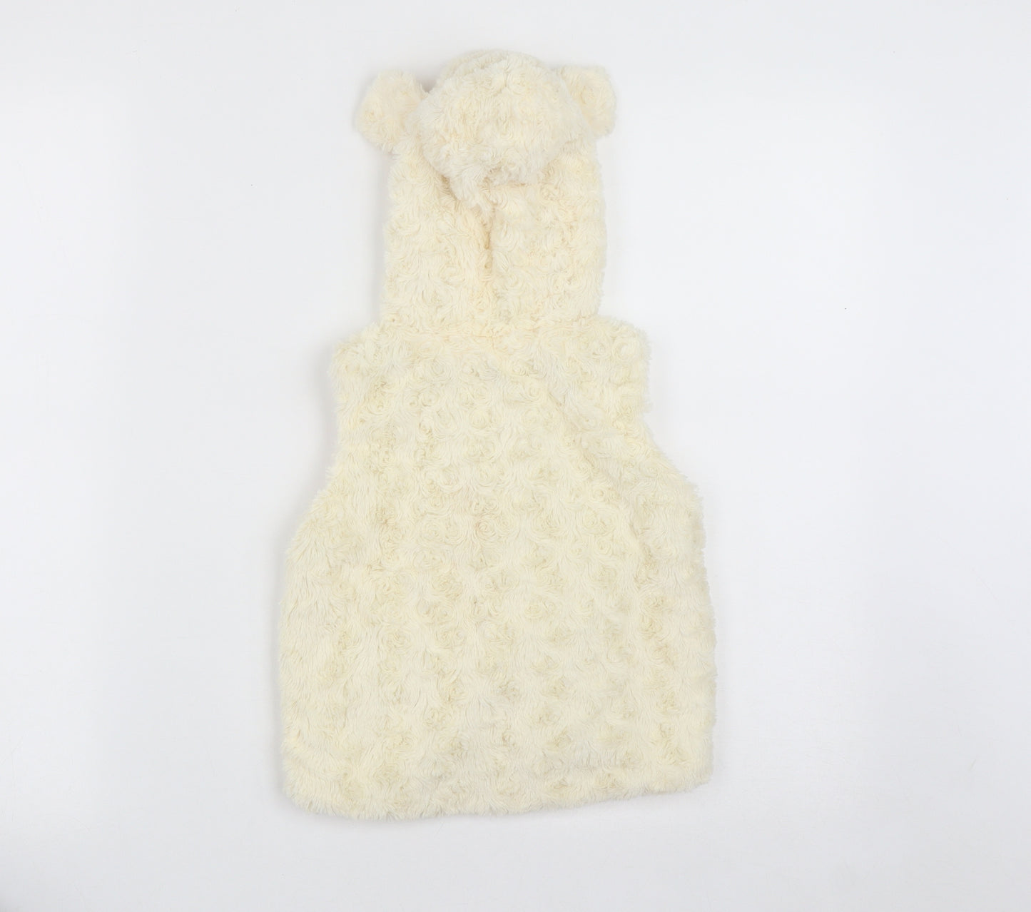 Nutmeg Girls White   Gilet Waistcoat Size 2 Years  Zip - Ear Hood