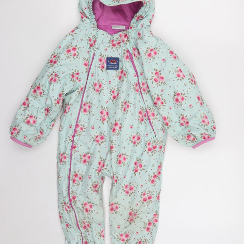 JoJo Maman Bébé Girls Multicoloured Floral  Quilted Snowsuit Size 2-3 Years  Zip