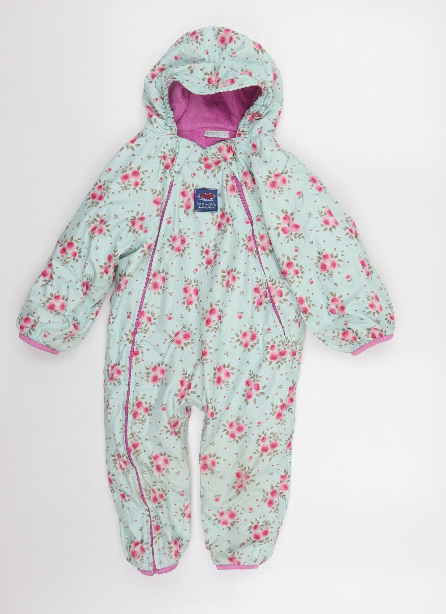 JoJo Maman Bébé Girls Multicoloured Floral  Quilted Snowsuit Size 2-3 Years  Zip