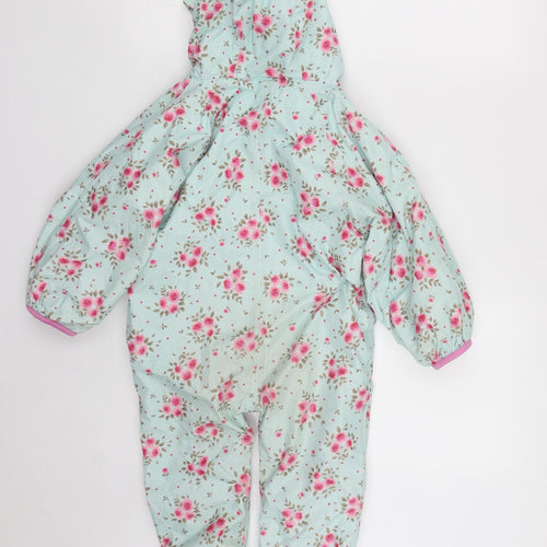 JoJo Maman Bébé Girls Multicoloured Floral  Quilted Snowsuit Size 2-3 Years  Zip