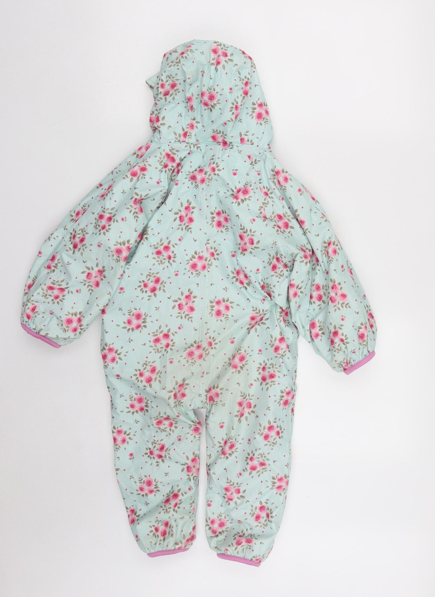 JoJo Maman Bébé Girls Multicoloured Floral  Quilted Snowsuit Size 2-3 Years  Zip