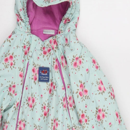 JoJo Maman Bébé Girls Multicoloured Floral  Quilted Snowsuit Size 2-3 Years  Zip