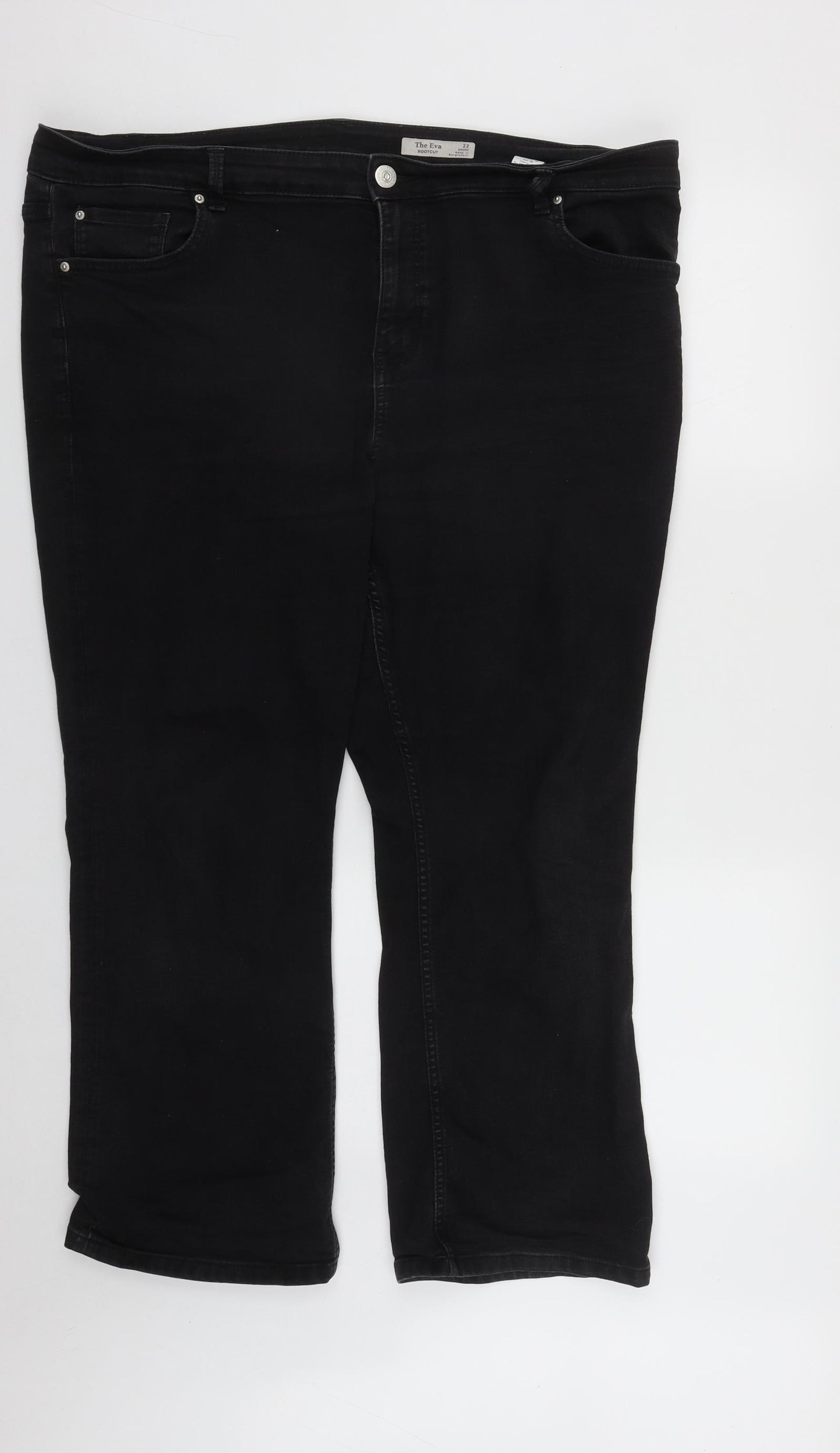 Marks and Spencer Womens Black  Cotton Bootcut Jeans Size 22 L27 in Regular Zip