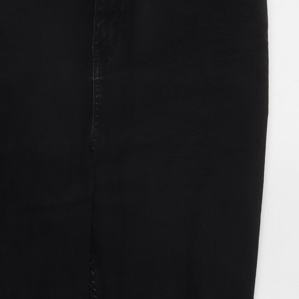 Marks and Spencer Womens Black  Cotton Bootcut Jeans Size 22 L27 in Regular Zip