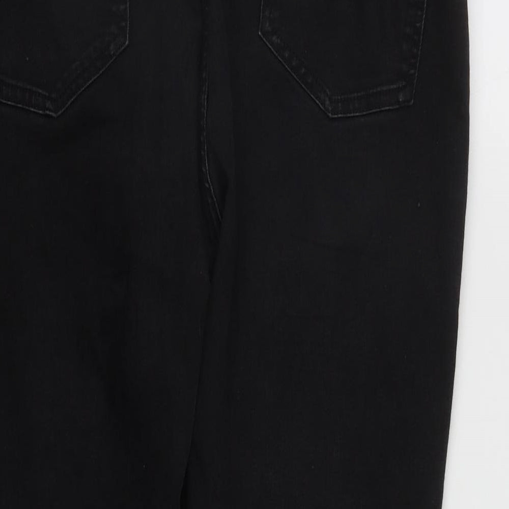Marks and Spencer Womens Black  Cotton Bootcut Jeans Size 22 L27 in Regular Zip