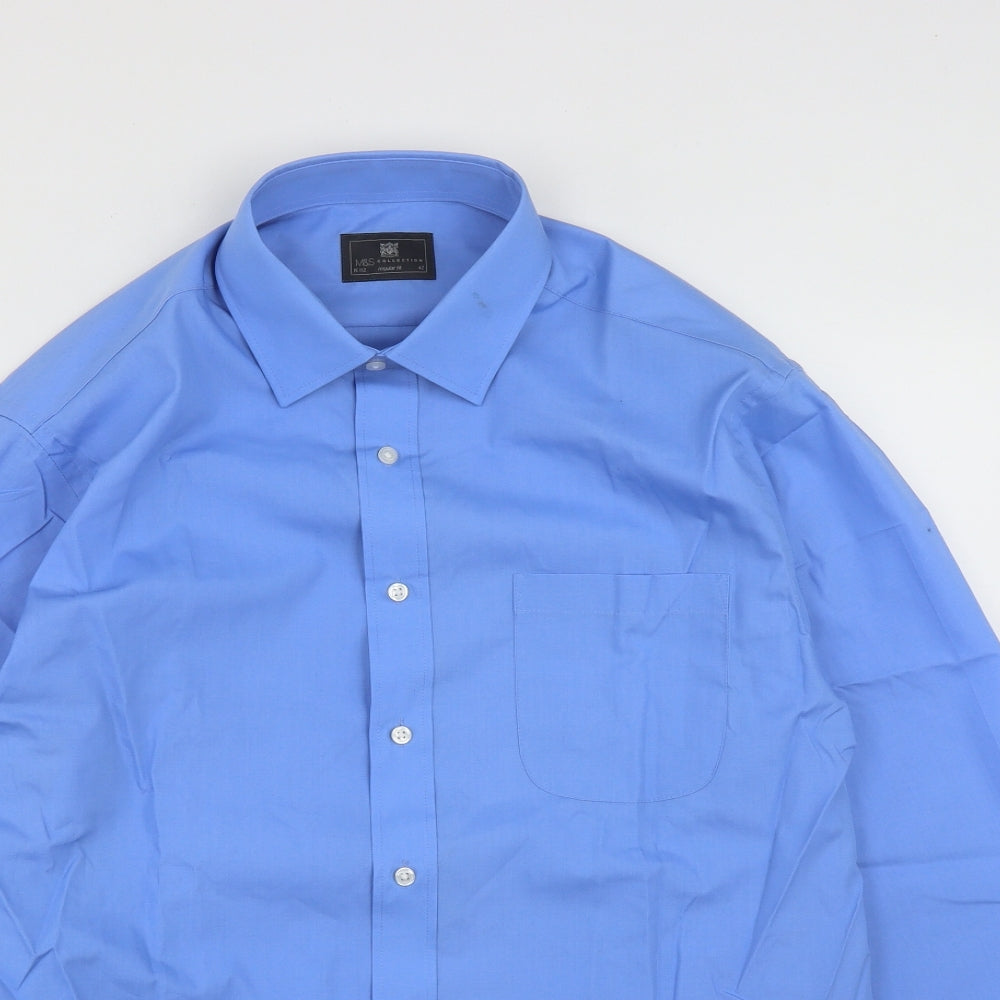 Marks and Spencer Mens Beige  Polyester  Button-Up Size L Collared Button