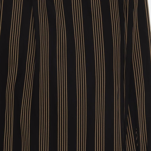 H&M Womens Brown Striped Polyester A-Line  Size 8  V-Neck Button