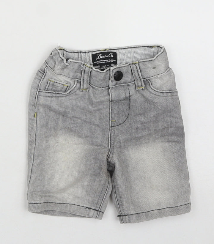 Denim Co Boys Grey Cotton Cropped Jeans Size 6-9 Months Button