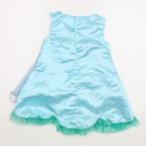Trolls Girls Blue  Polyester Trapeze & Swing  Size 4-5 Years  Scoop Neck Hook & Loop - Trolls Costume