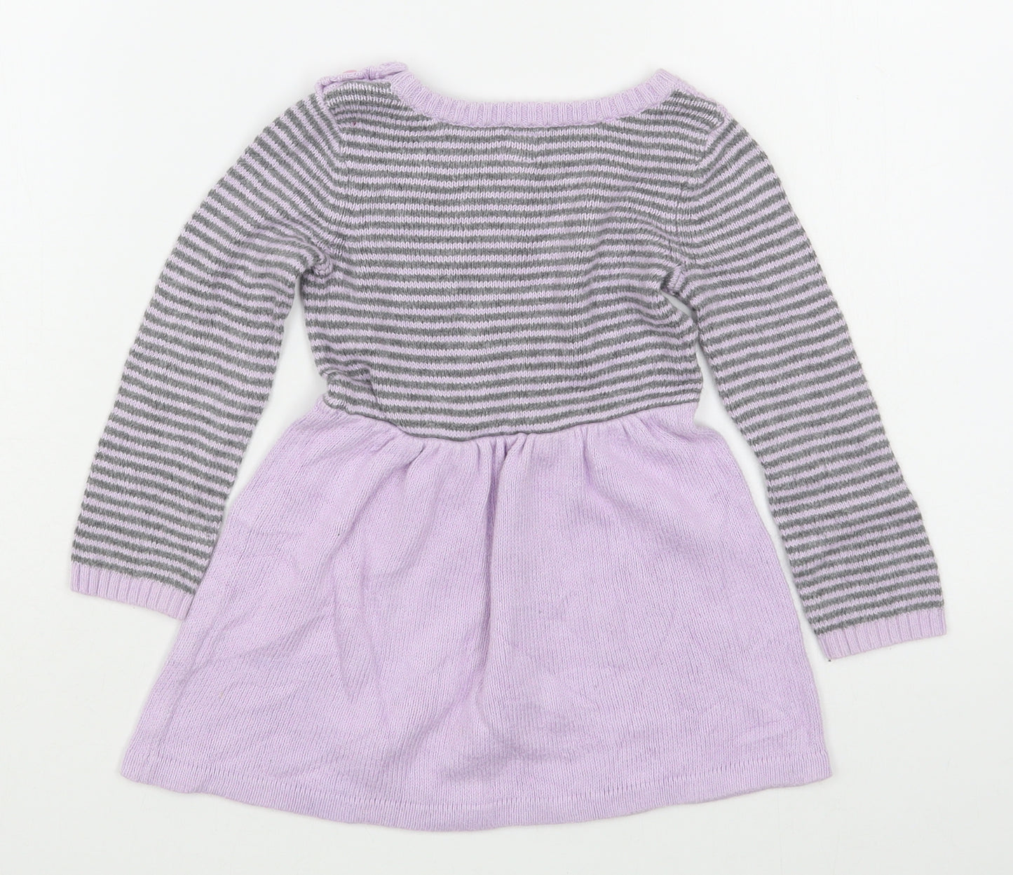 Gap Girls Purple Striped Cotton Jumper Dress  Size 18-24 Months  Round Neck Button