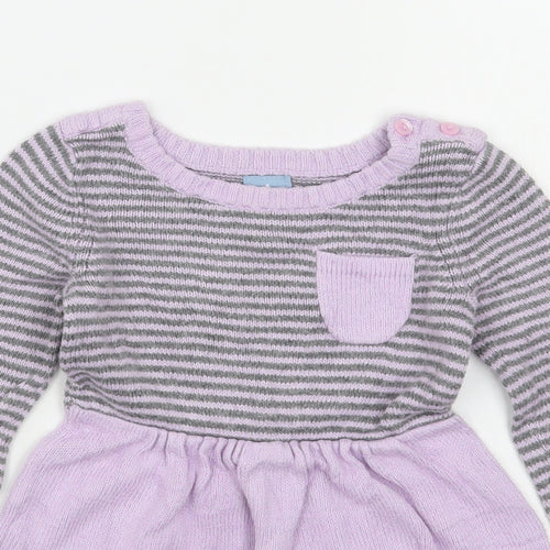Gap Girls Purple Striped Cotton Jumper Dress  Size 18-24 Months  Round Neck Button