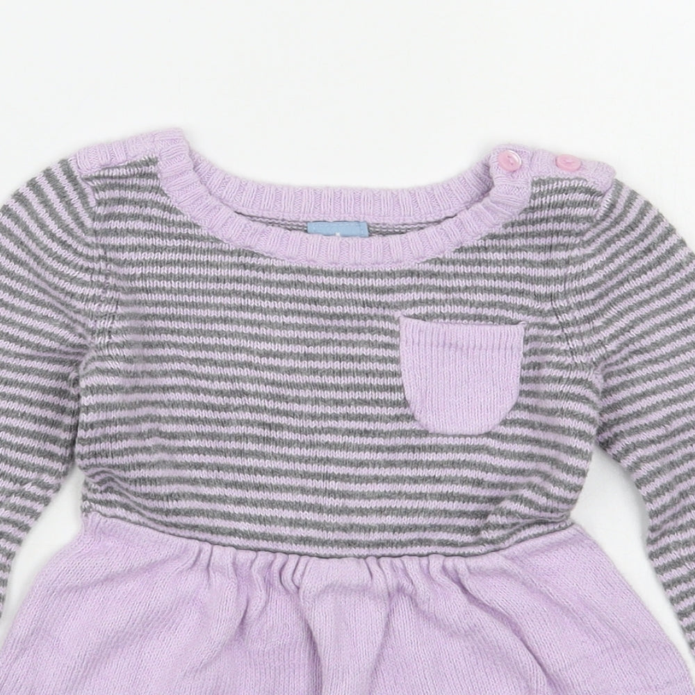 Gap Girls Purple Striped Cotton Jumper Dress  Size 18-24 Months  Round Neck Button