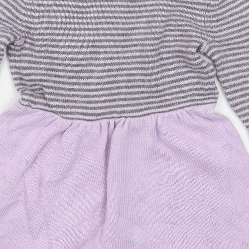 Gap Girls Purple Striped Cotton Jumper Dress  Size 18-24 Months  Round Neck Button