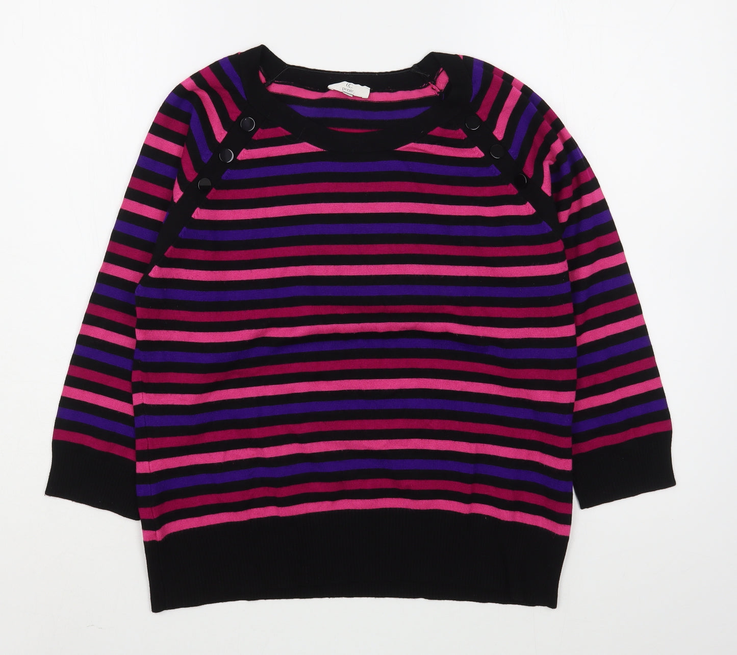 CC Petite Womens Purple Boat Neck Striped Viscose Pullover Jumper Size L