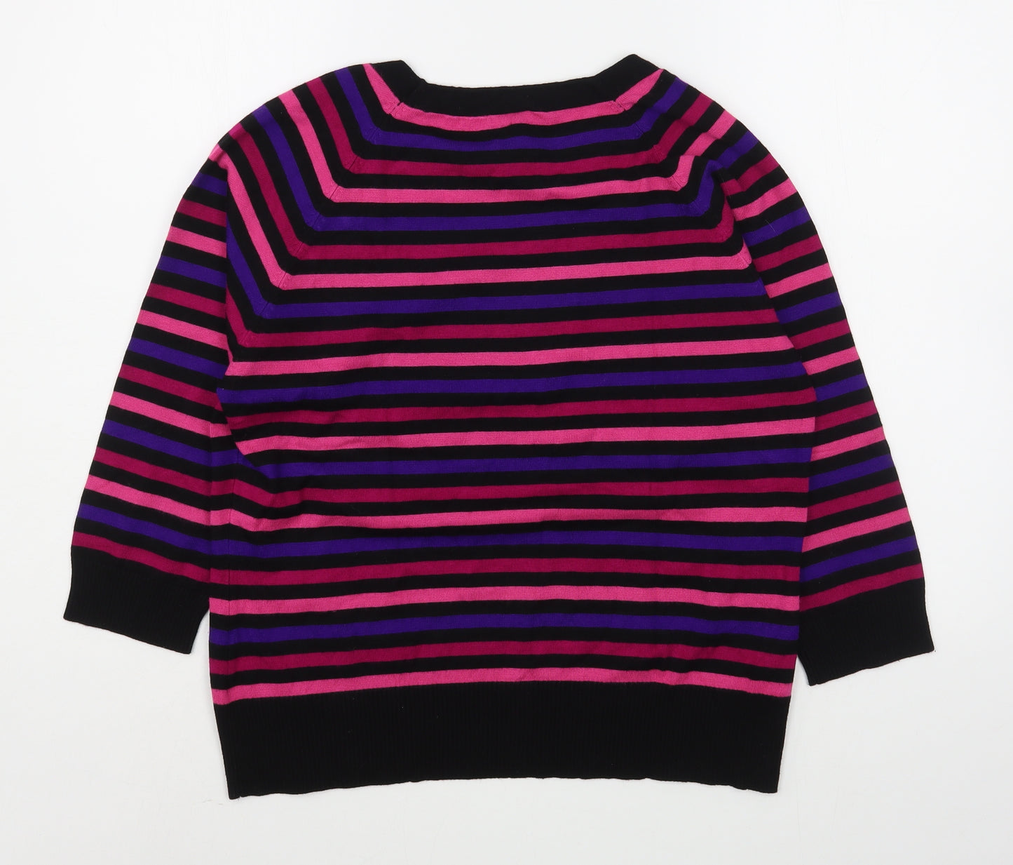 CC Petite Womens Purple Boat Neck Striped Viscose Pullover Jumper Size L