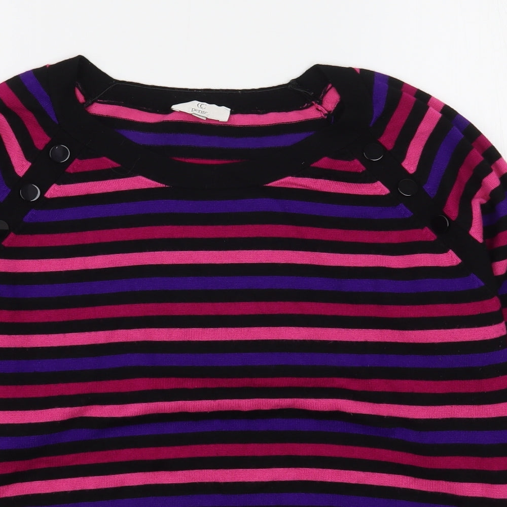 CC Petite Womens Purple Boat Neck Striped Viscose Pullover Jumper Size L