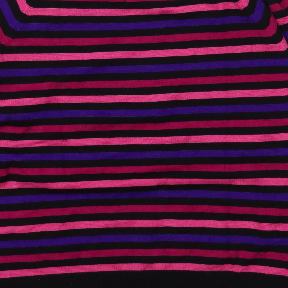 CC Petite Womens Purple Boat Neck Striped Viscose Pullover Jumper Size L