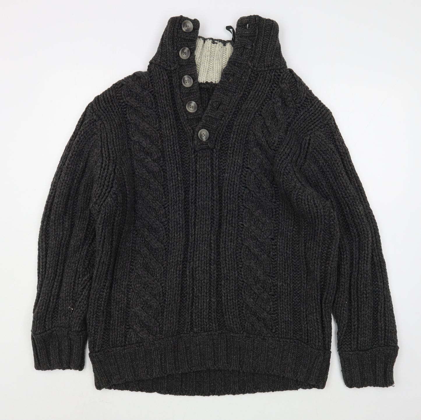 NEXT Mens Grey High Neck  Wool Pullover Jumper Size XL