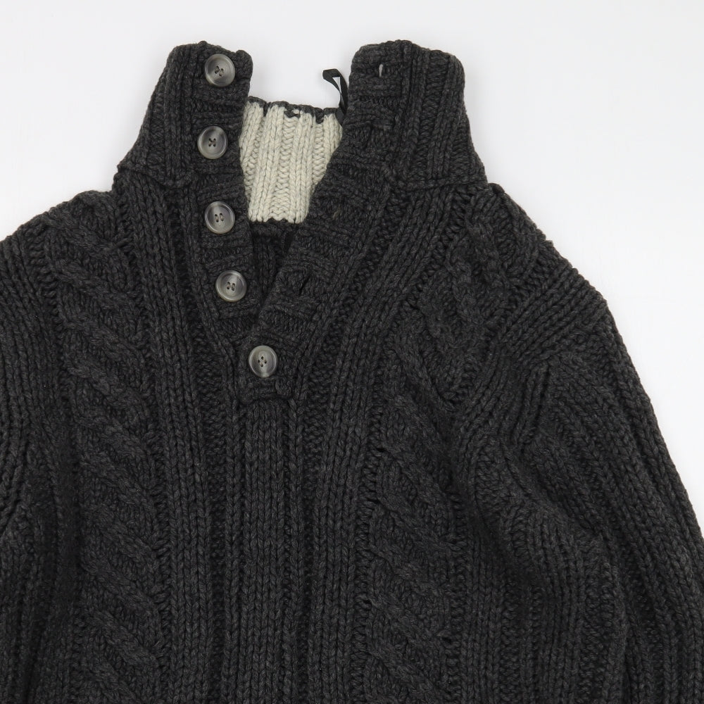 NEXT Mens Grey High Neck  Wool Pullover Jumper Size XL