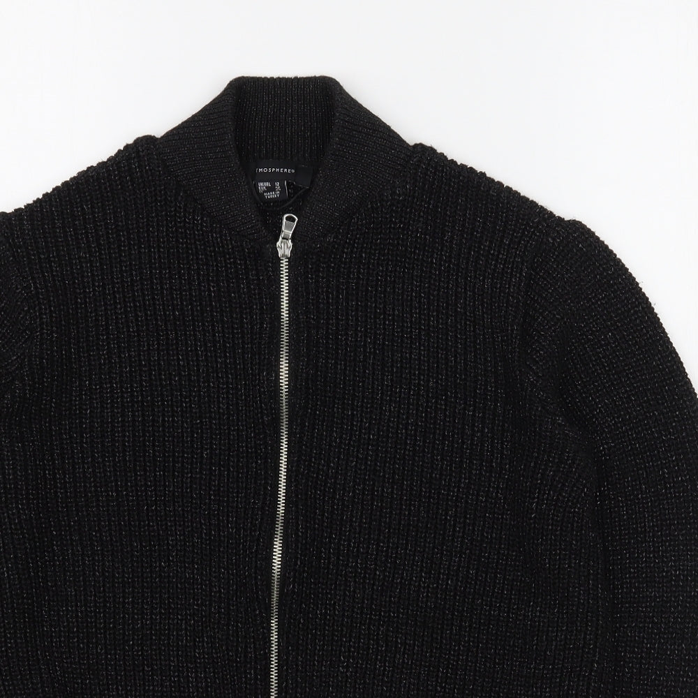 Atmosphere Womens Black High Neck  Acrylic Full Zip Jumper Size 12