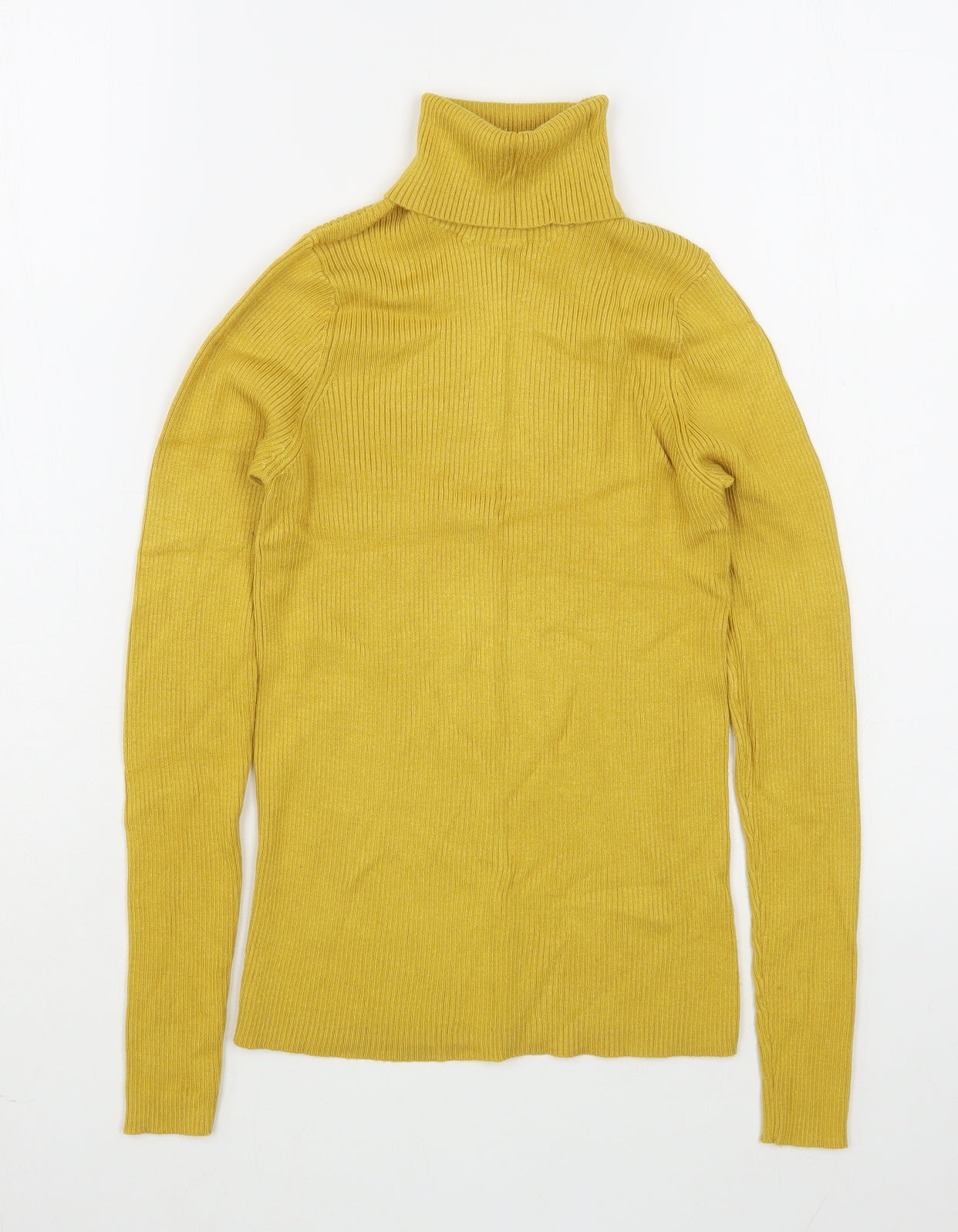 Marks and Spencer Womens Yellow Roll Neck  Viscose Pullover Jumper Size 14