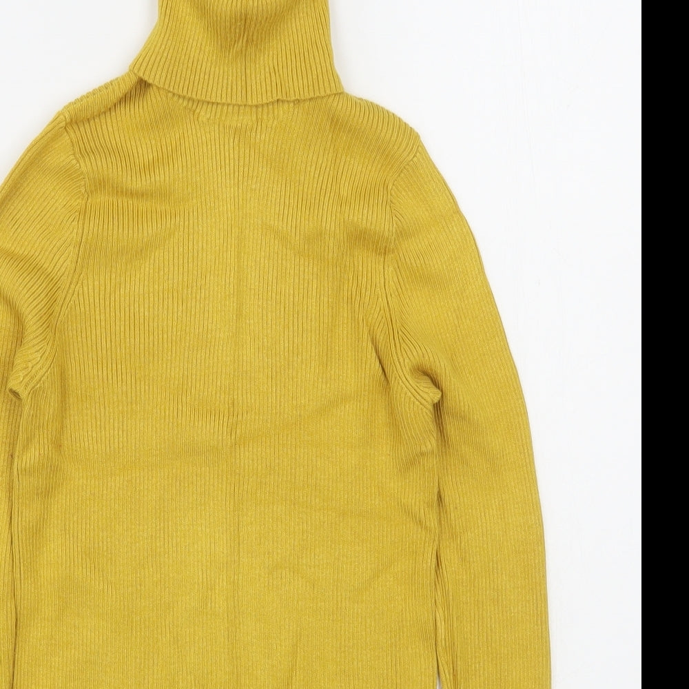 Marks and Spencer Womens Yellow Roll Neck  Viscose Pullover Jumper Size 14