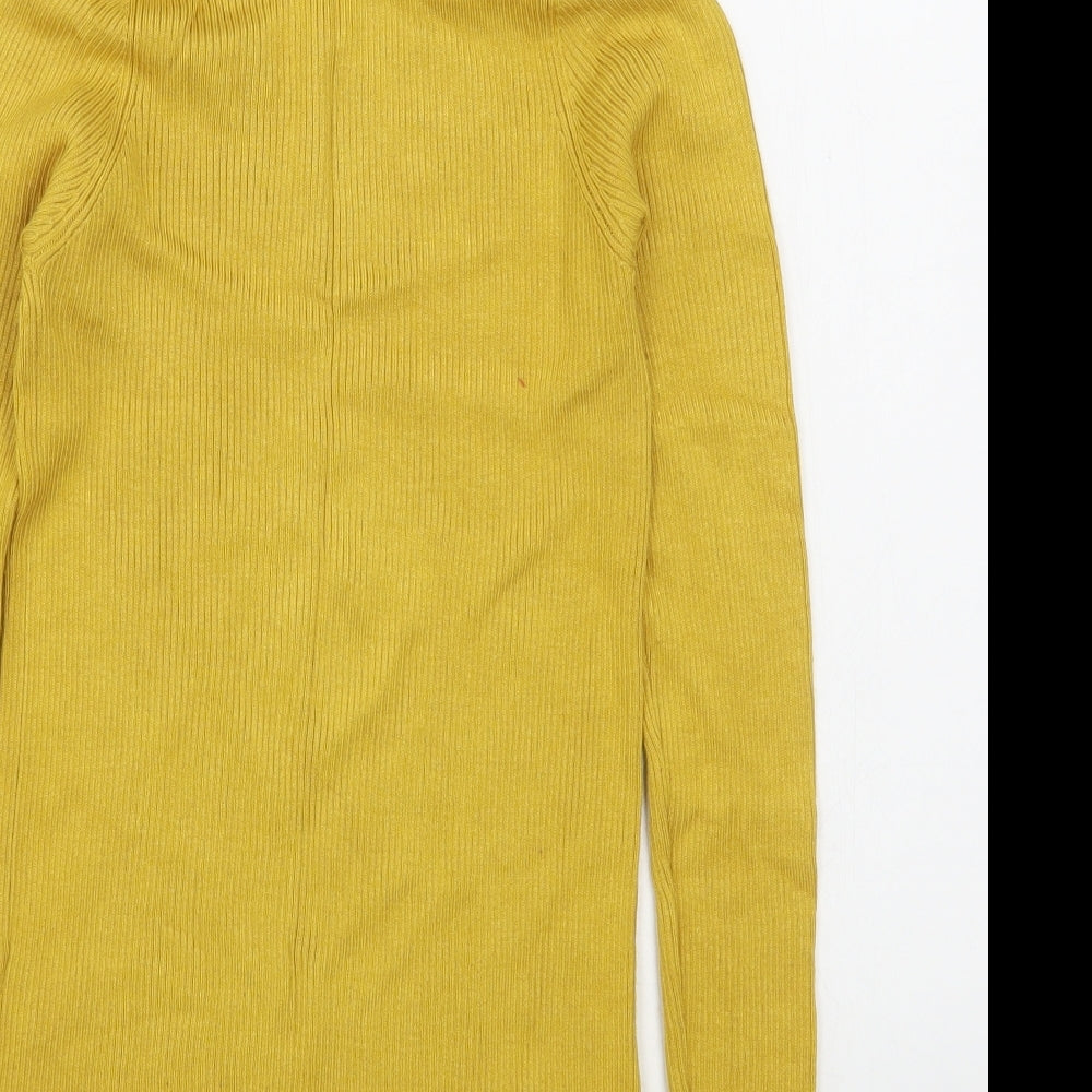 Marks and Spencer Womens Yellow Roll Neck  Viscose Pullover Jumper Size 14