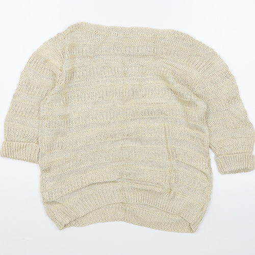 M&Co Womens Beige Boat Neck  Acrylic Pullover Jumper Size M