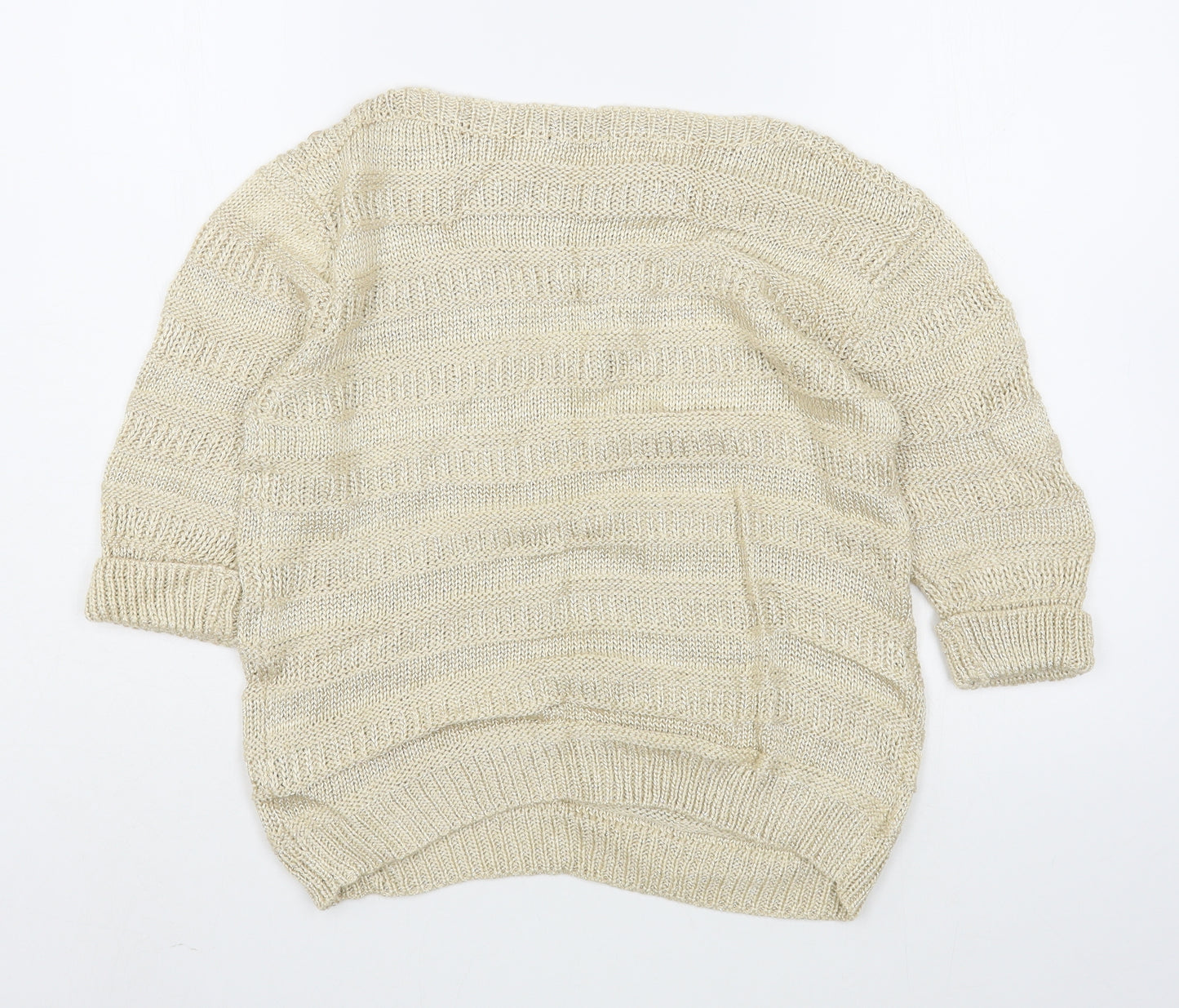 M&Co Womens Beige Boat Neck  Acrylic Pullover Jumper Size M