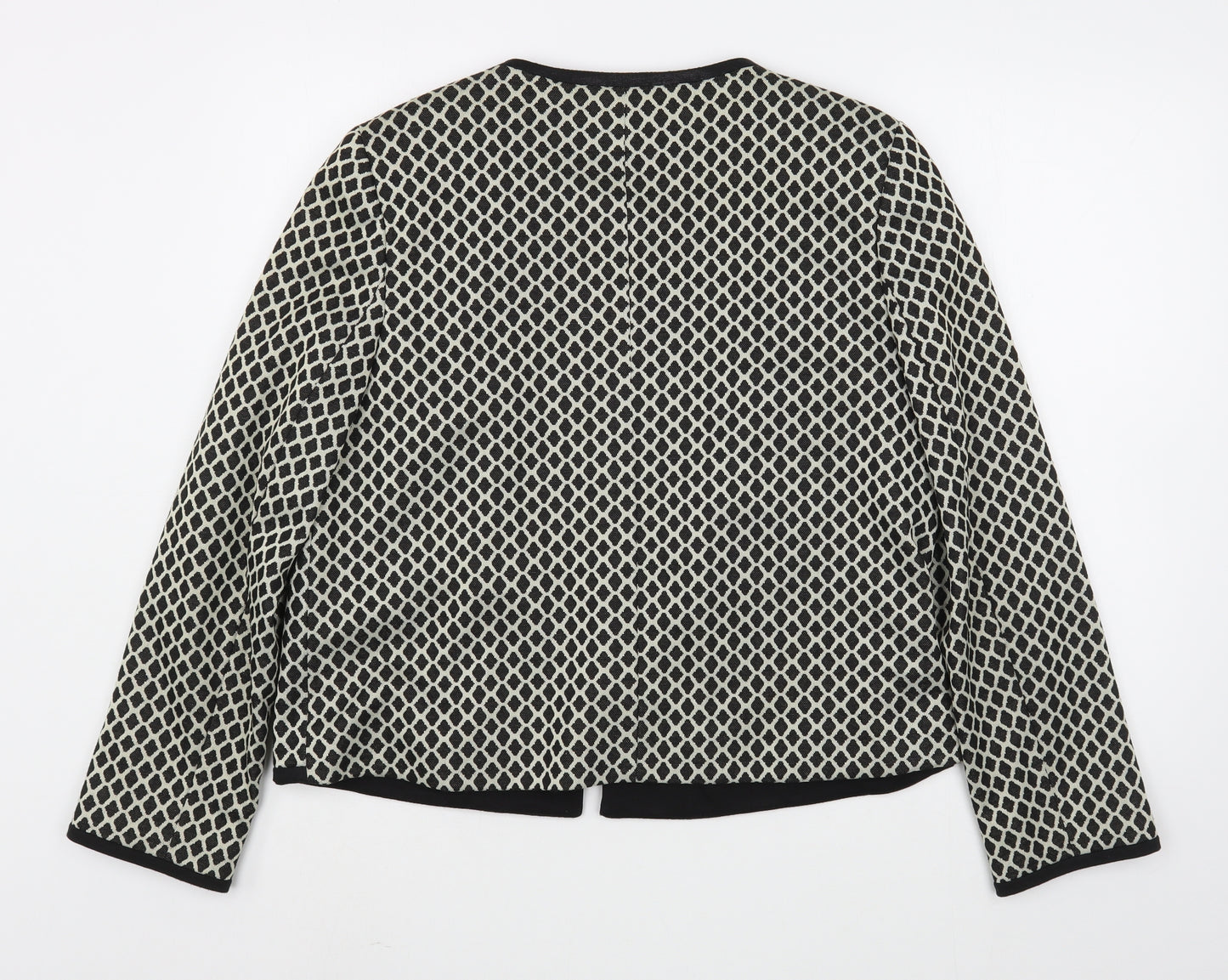 TU Womens Black Geometric  Jacket Blazer Size 16  Zip