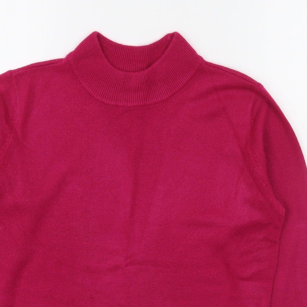 Bm Collection Womens Pink Round Neck  Acrylic Pullover Jumper Size S