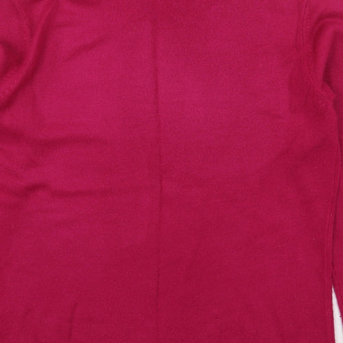 Bm Collection Womens Pink Round Neck  Acrylic Pullover Jumper Size S