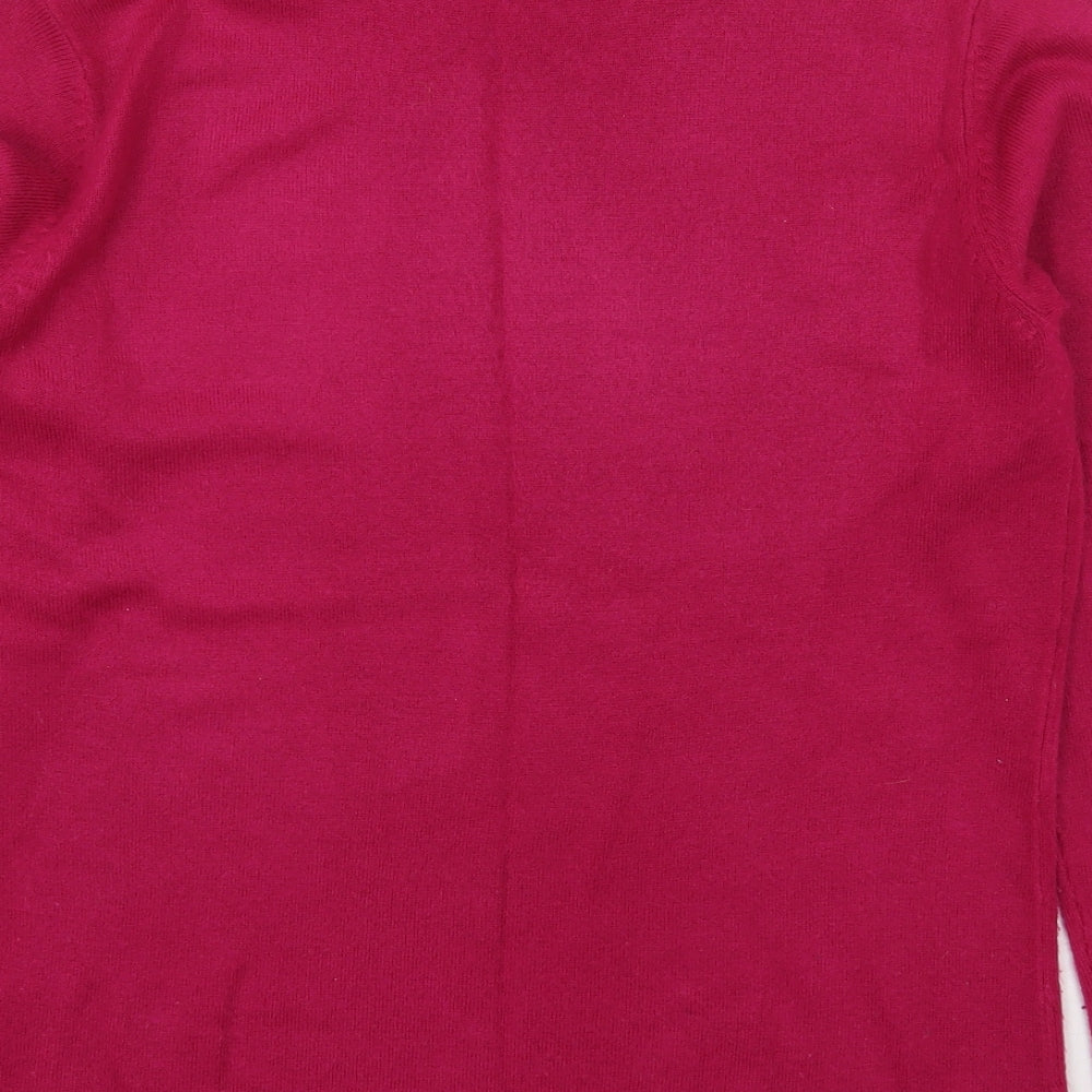 Bm Collection Womens Pink Round Neck  Acrylic Pullover Jumper Size S