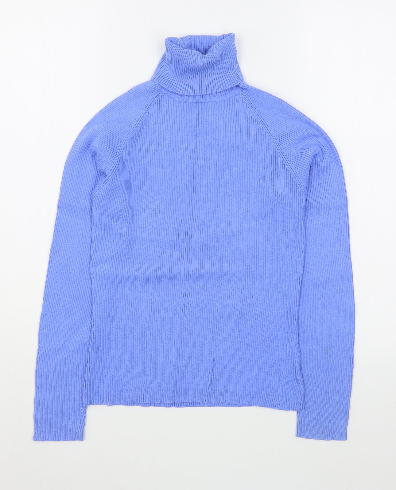 New Look Womens Blue Roll Neck  Cotton Pullover Jumper Size 14