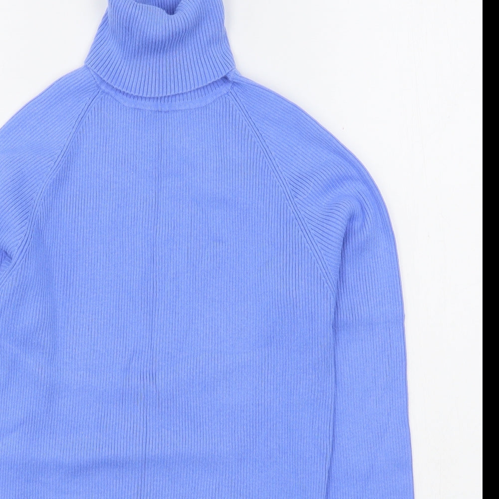 New Look Womens Blue Roll Neck  Cotton Pullover Jumper Size 14