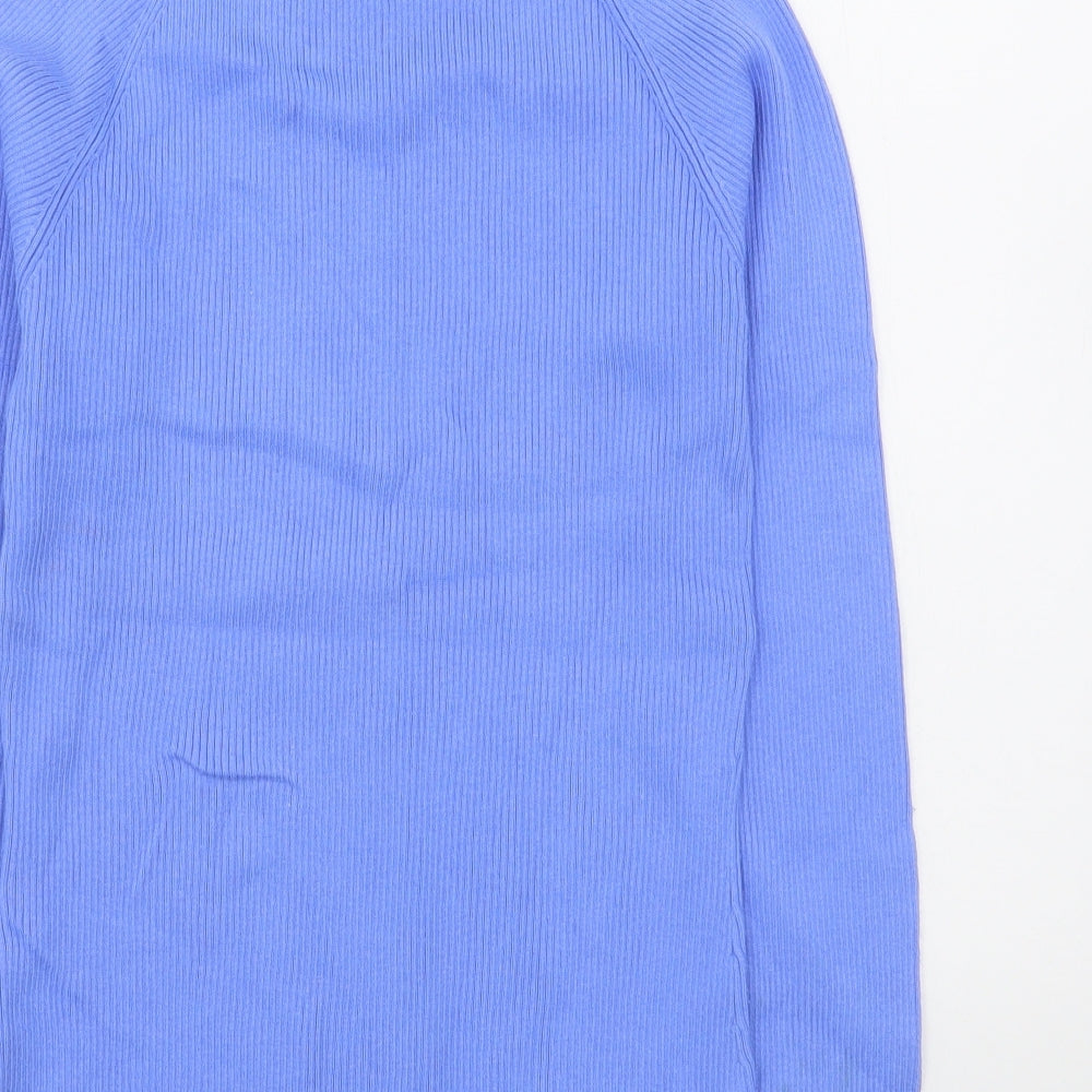 New Look Womens Blue Roll Neck  Cotton Pullover Jumper Size 14