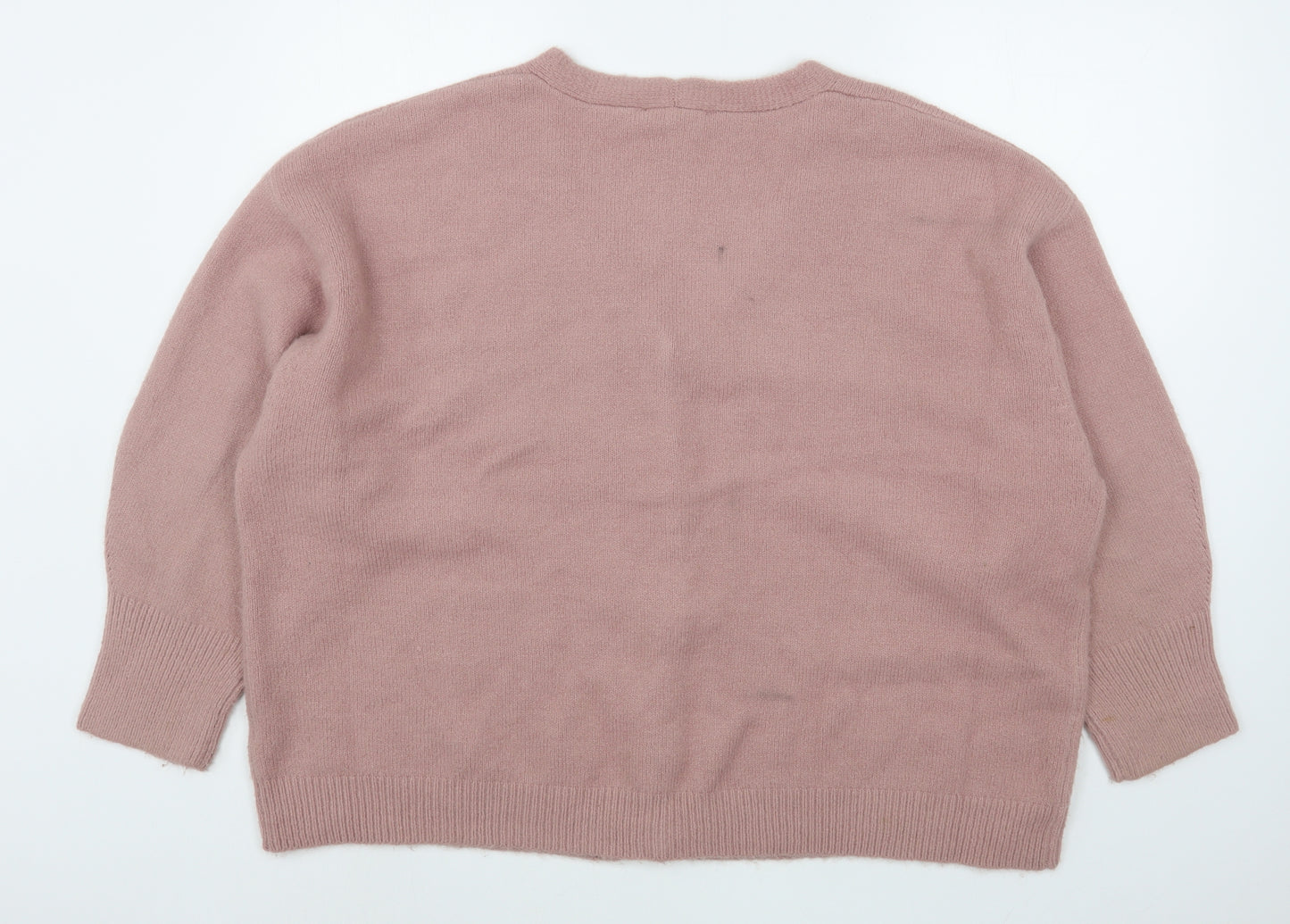 NEXT Womens Pink V-Neck  Acrylic Cardigan Jumper Size XL