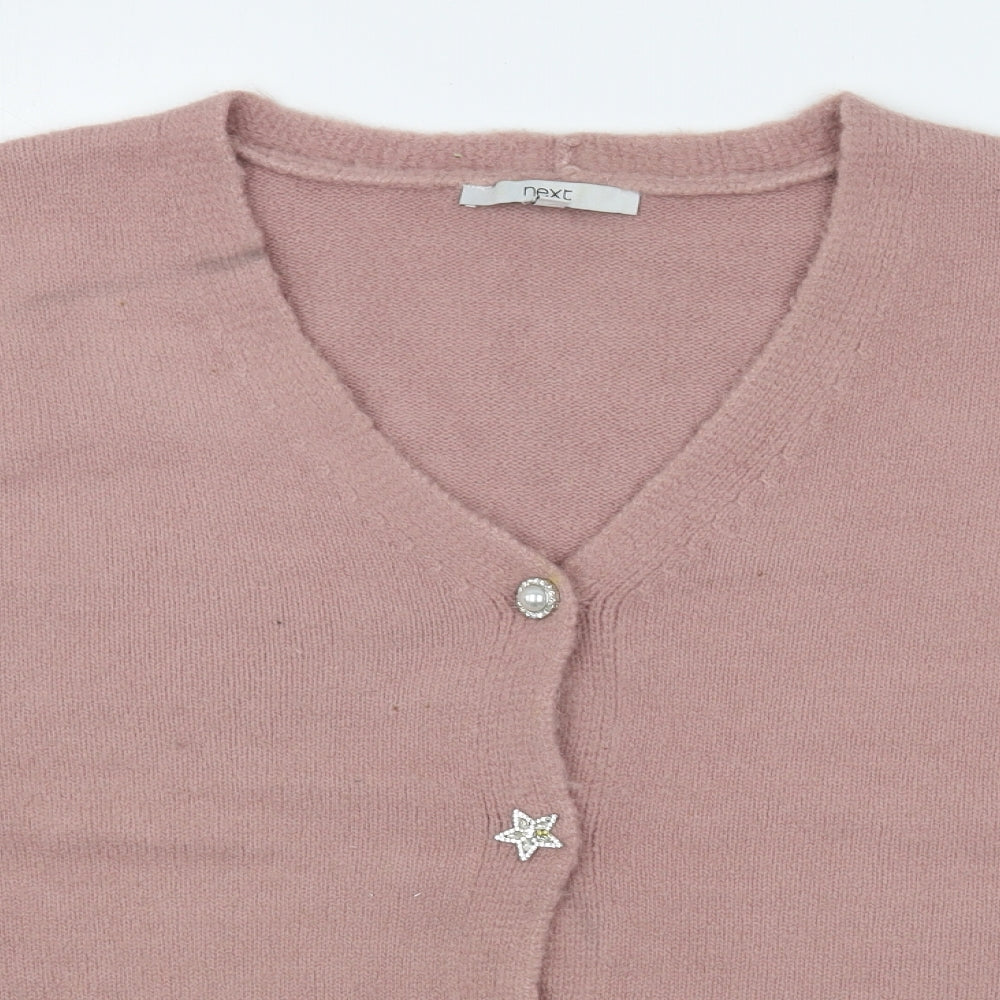 NEXT Womens Pink V-Neck  Acrylic Cardigan Jumper Size XL