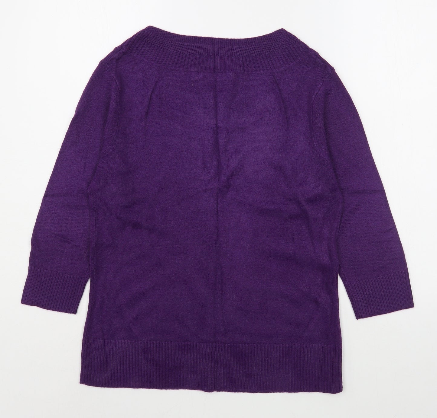 M&Co Womens Purple Scoop Neck  Acrylic Pullover Jumper Size M