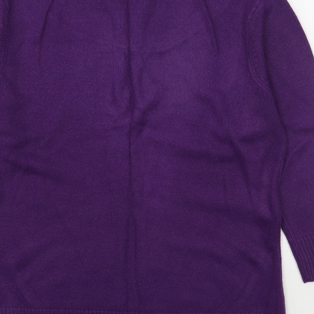 M&Co Womens Purple Scoop Neck  Acrylic Pullover Jumper Size M