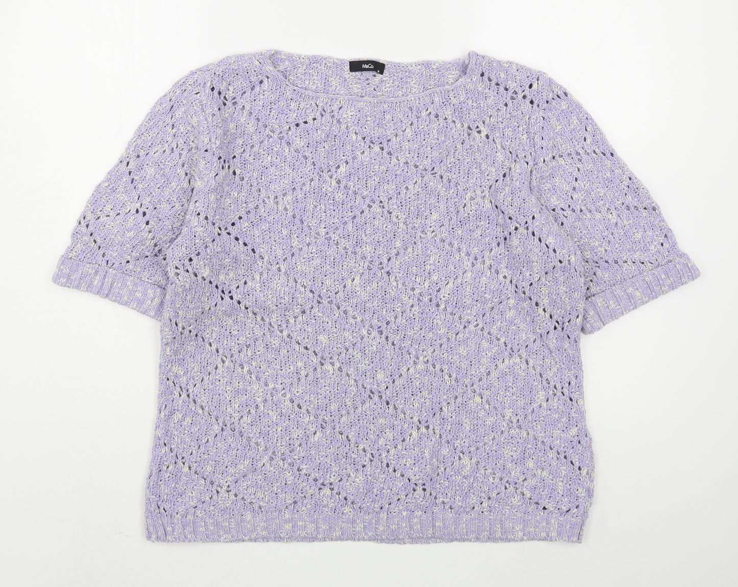 M&Co Womens Purple Boat Neck  Acrylic Pullover Jumper Size M