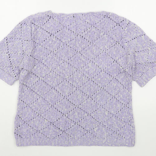 M&Co Womens Purple Boat Neck  Acrylic Pullover Jumper Size M